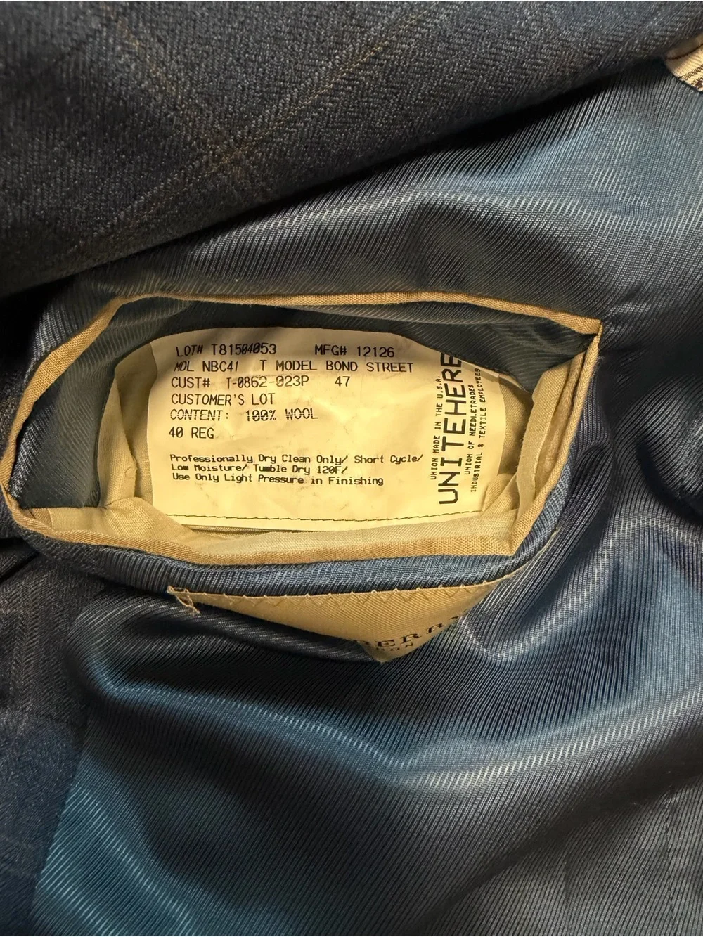 Burberry London Blue Windowpane Sport Coat Men’s Size 40 Made in the USA